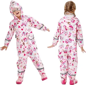 Toddler Kids Rain Suit with Hood - Waterproof Coverall One Piece for Kids (1-9 Years)