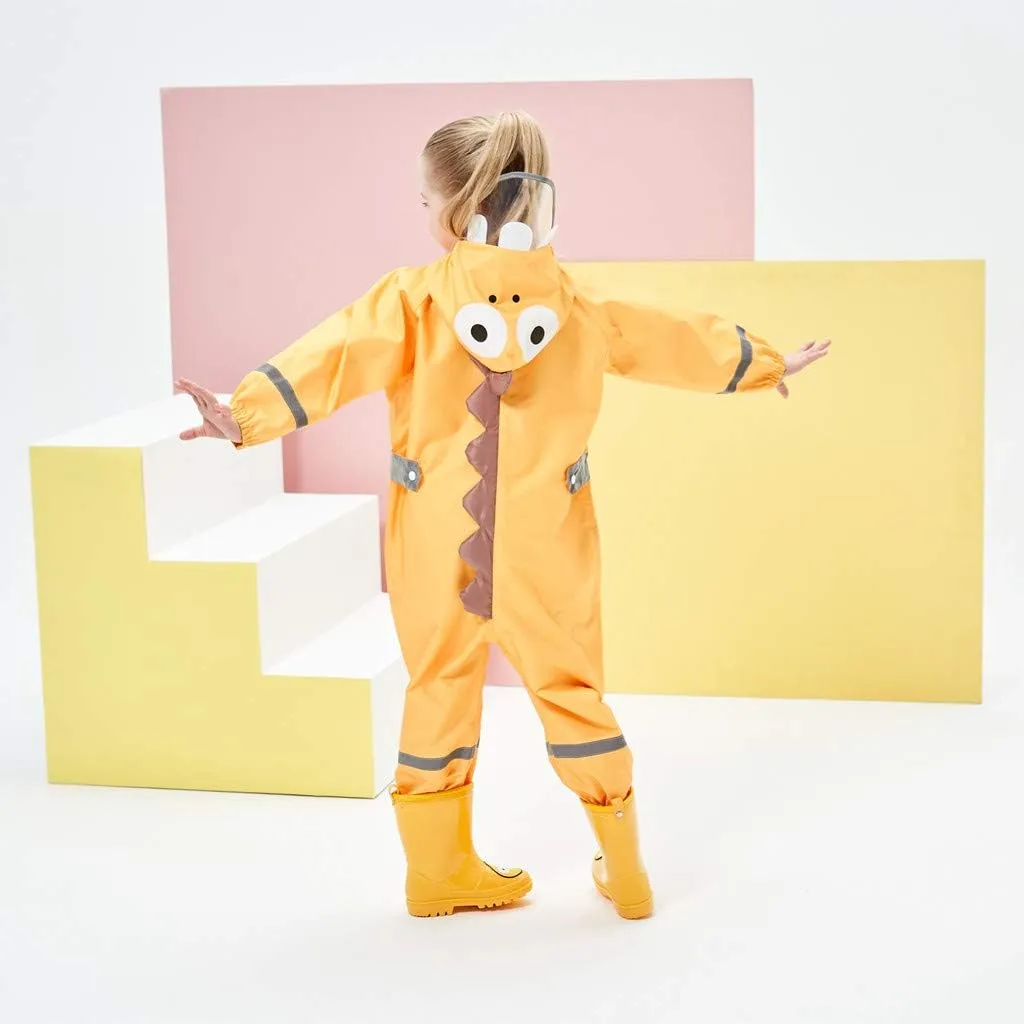 Toddler Rain Suit Baby Rain Suit with Hood Waterproof Coverall One Piece Rain Suit Kids(3-10 Years)