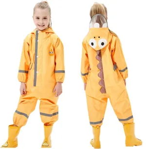 Toddler Rain Suit Baby Rain Suit with Hood Waterproof Coverall One Piece Rain Suit Kids(3-10 Years)