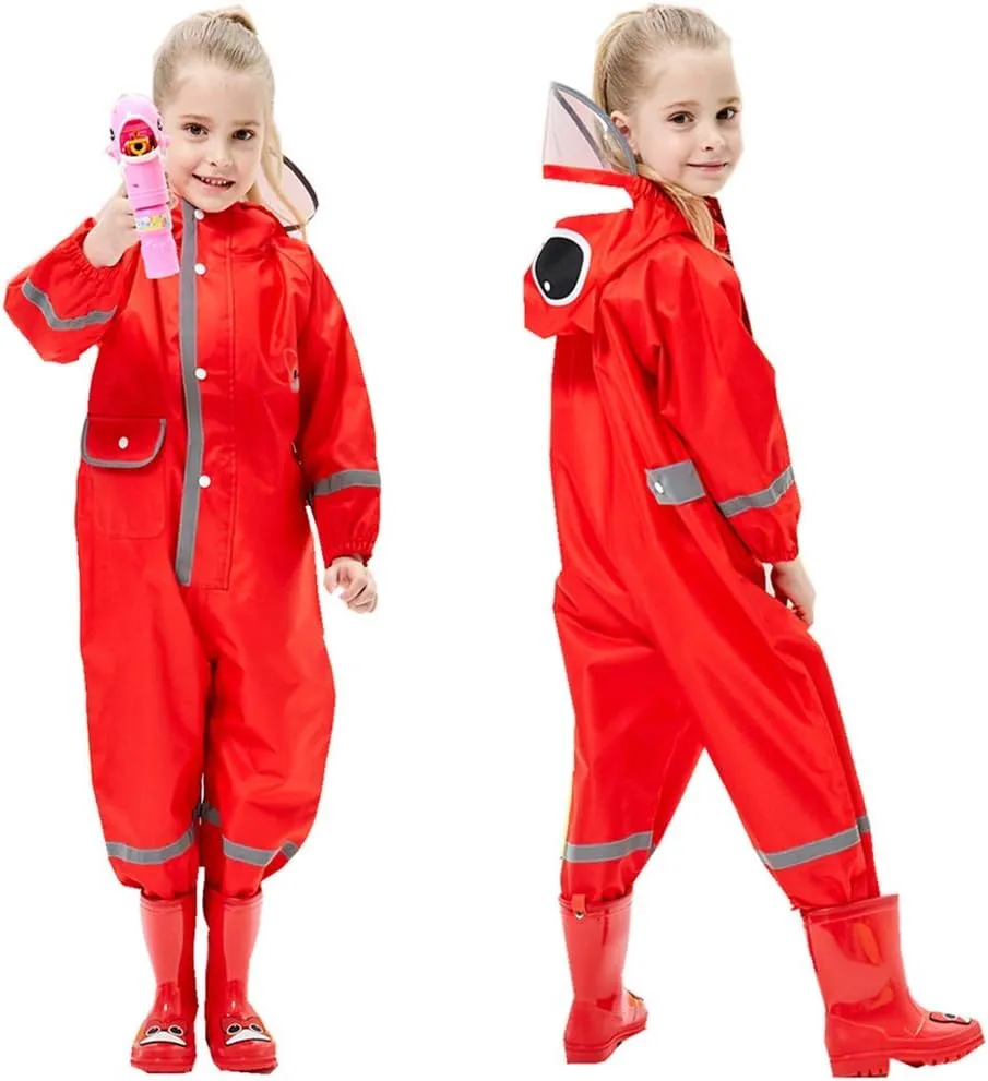 Toddler Rain Suit Baby Rain Suit with Hood Waterproof Coverall One Piece Rain Suit Kids(3-10 Years)