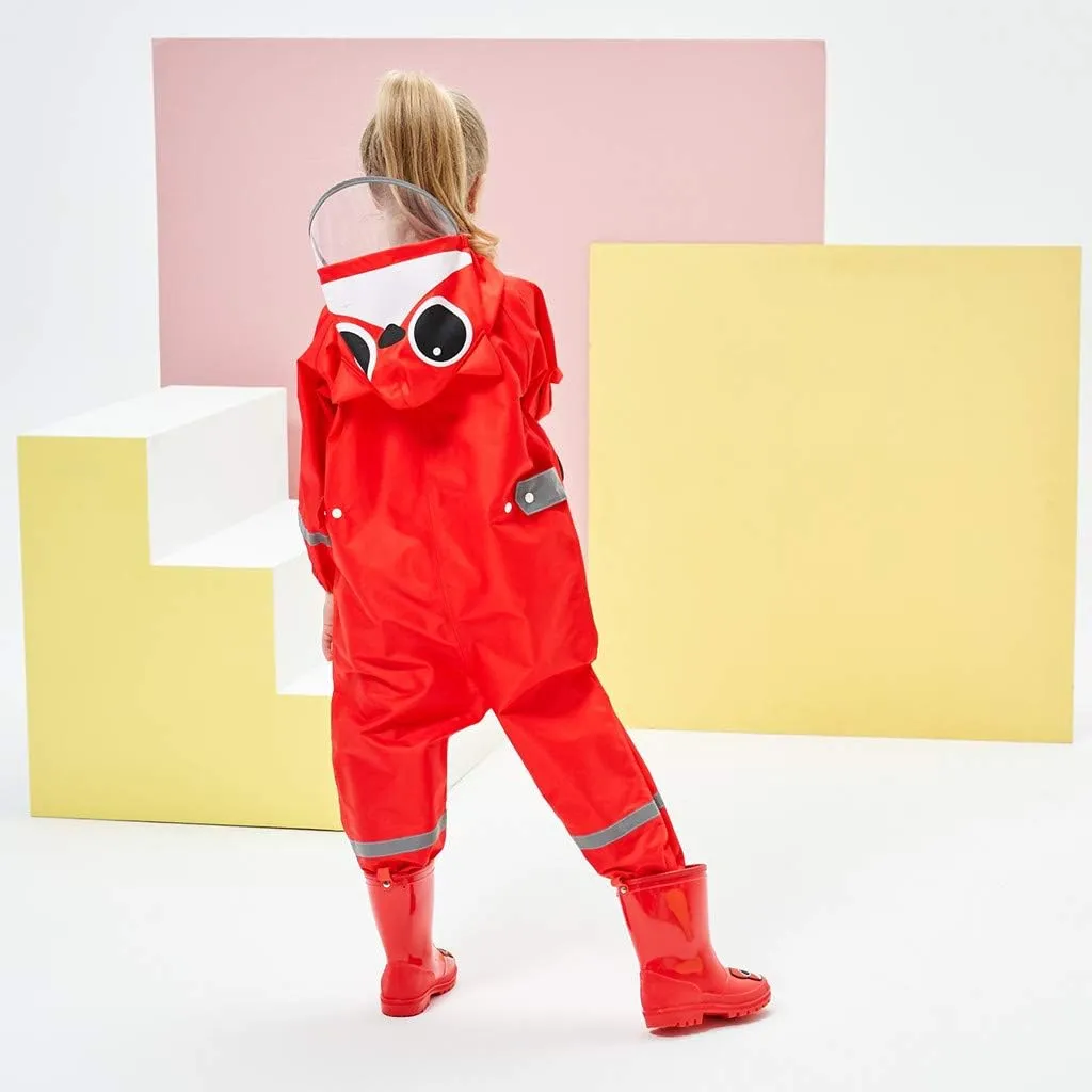 Toddler Rain Suit Baby Rain Suit with Hood Waterproof Coverall One Piece Rain Suit Kids(3-10 Years)