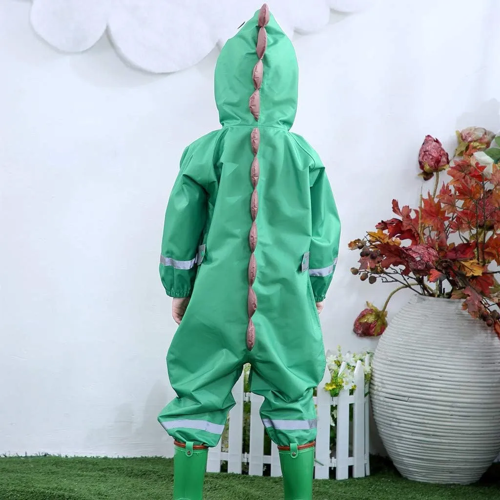 Toddler Rain Suit Baby Rain Suit with Hood Waterproof Coverall One Piece Rain Suit Kids(3-10 Years)