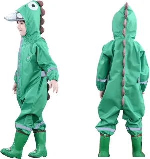 Toddler Rain Suit Baby Rain Suit with Hood Waterproof Coverall One Piece Rain Suit Kids(3-10 Years)