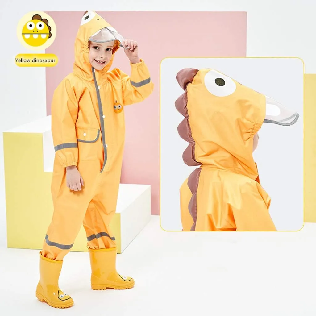 Toddler Rain Suit Baby Rain Suit with Hood Waterproof Coverall One Piece Rain Suit Kids(3-10 Years)