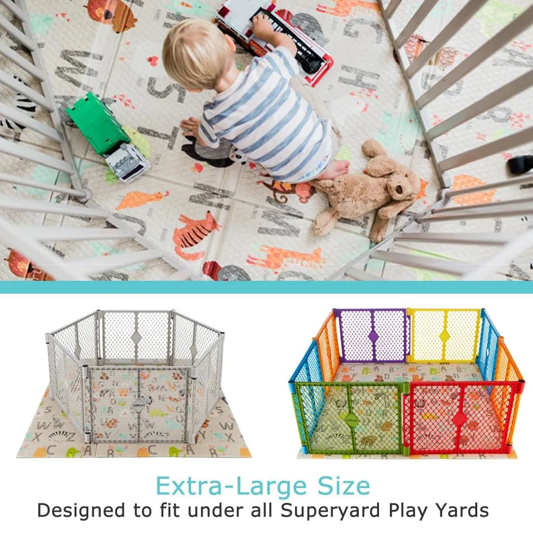 Toddleroo by North States 71" x 71" Foldable ABC Padded Play Mat. Extra Large Foam Baby Play Mats for Floor, Waterproof Tummy Time Mat for Indoor & Outdoor Use