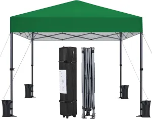 Topeakmart Pop-up Canopy with One-Push-to-Lock Setup Mechanism, UPF 50  Instant Event Shelters Sun Shade Tent, Suitable for Home & Commercial Use (10x10FT, Dark Green)