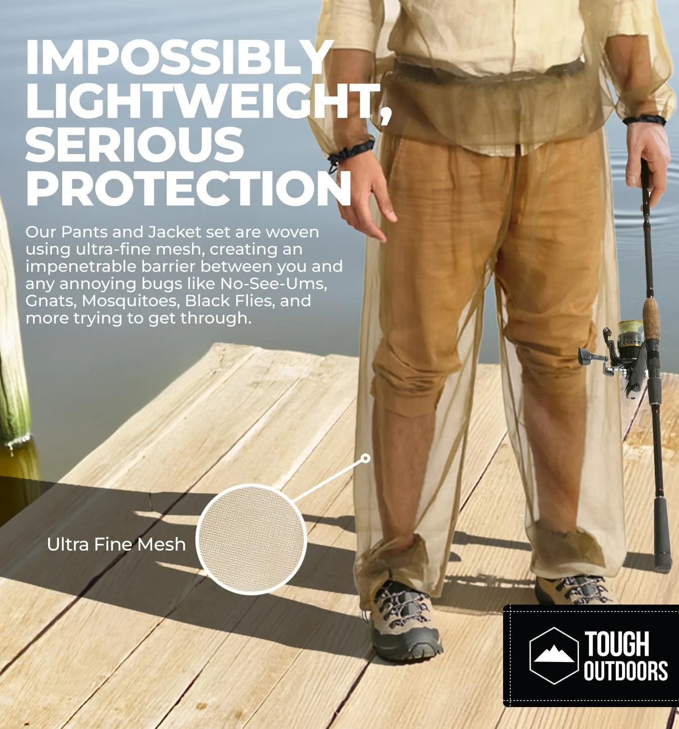 Tough Outdoors Mosquito Jacket - Bug Jacket with Hood for Men and Women - Mosquito Net Jacket for Gardening & Outdoor Protection from Bugs, Flies, Gnats - Green/Jacket Only, Small-Medium