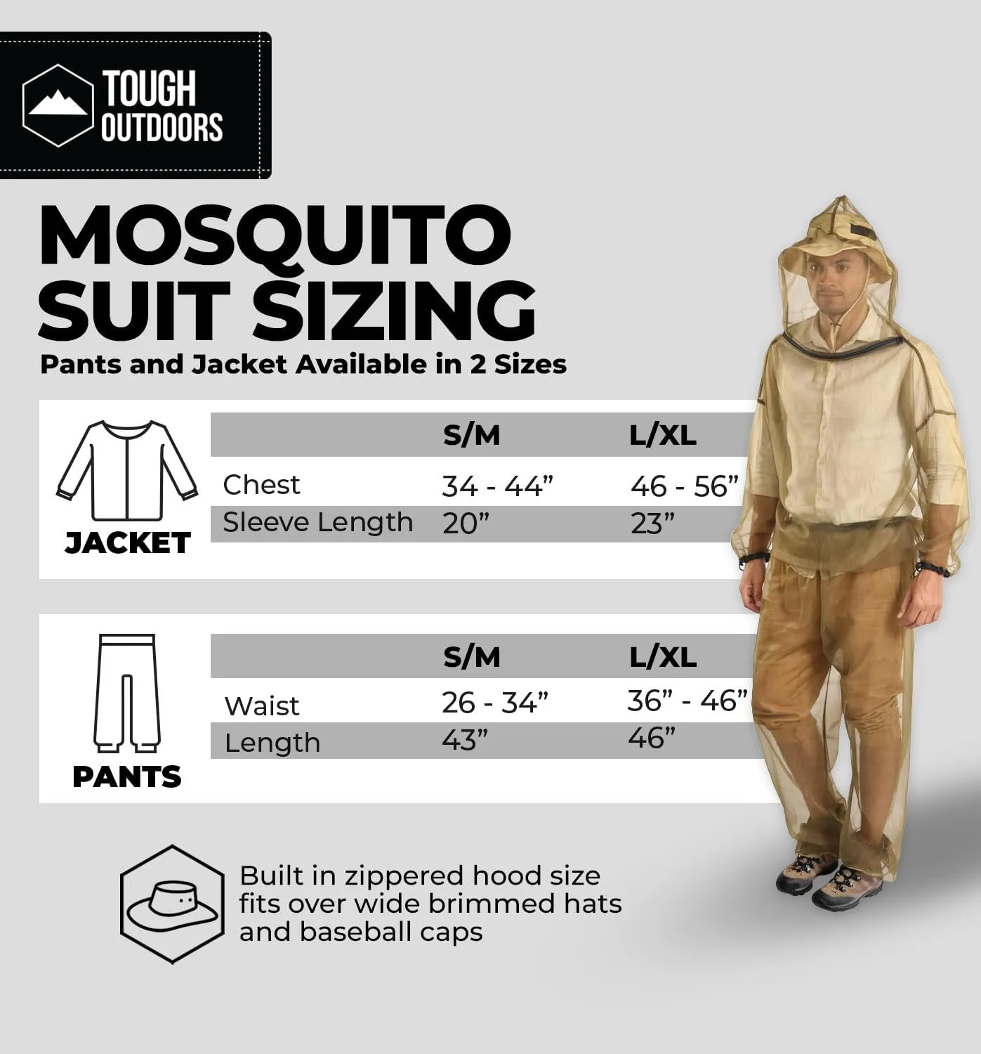 Tough Outdoors Mosquito Suit, Bug Jacket with Hood & Bug Pants, for Women & Men, Full Body Mosquito Net Suit for Gardening & Outdoor Protection - Green/Jacket   Pants Set, Large - Extra Large