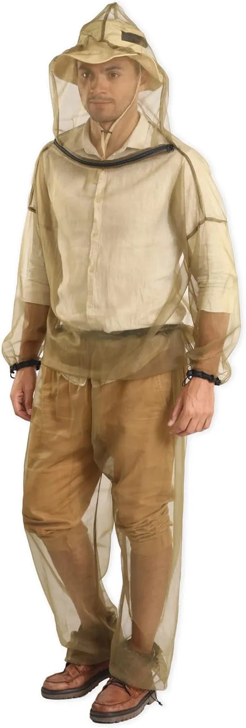 Tough Outdoors Mosquito Suit, Bug Jacket with Hood & Bug Pants, for Women & Men, Full Body Mosquito Net Suit for Gardening & Outdoor Protection - Green/Jacket   Pants Set, Large - Extra Large