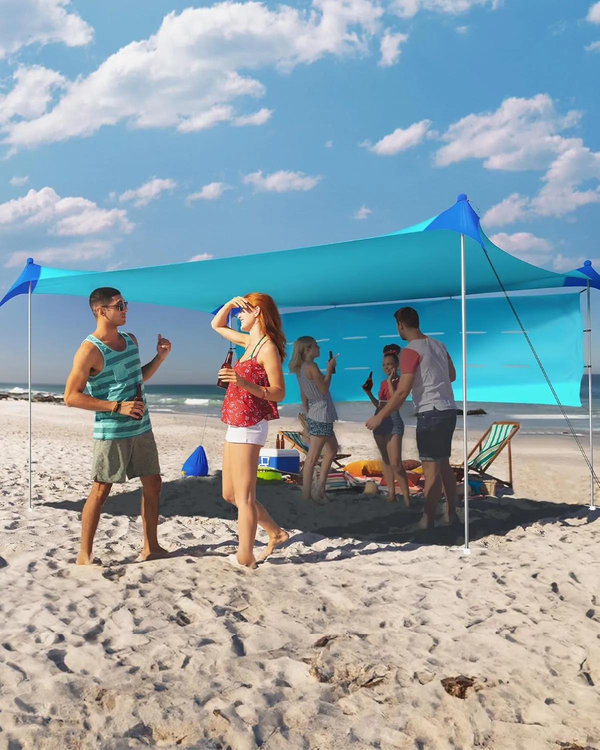 TOURIT Beach Tent Sun Shelter 11x11ft, UPF50  Protection Beach Canopy Tent Sun Shade with Windproof Design, Outdoor Canopy for Camping, Fishing, Backyard, Green