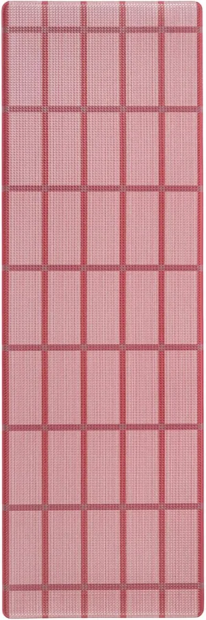 TOWN & COUNTRY BASICS Comfort Plus Windowpane Plaid Anti Fatigue Comfort Mat, Kitchen Runner Mat, Standing Desk Mat, Dorm Room Rug, Non-Slip Backing, Red, 18"x55"