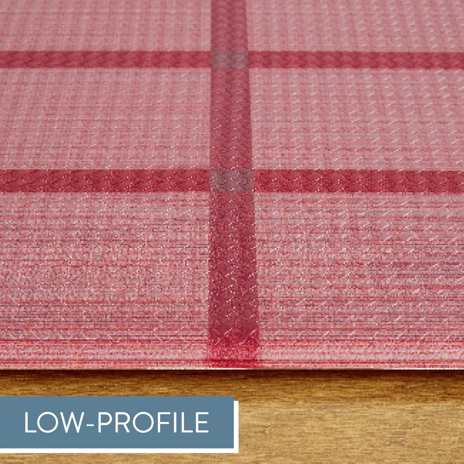 TOWN & COUNTRY BASICS Comfort Plus Windowpane Plaid Anti Fatigue Comfort Mat, Kitchen Runner Mat, Standing Desk Mat, Dorm Room Rug, Non-Slip Backing, Red, 18"x55"
