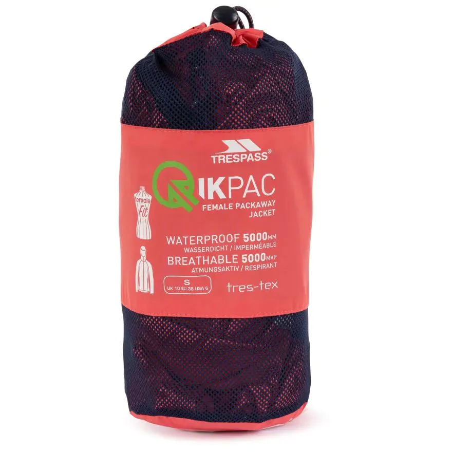 Trespass XXL Peach Blush Women's Qikpac Waterproof Jacket