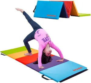 Tumbling Mat – Gymnastics Mat, Easy to Clean, Sturdy, Foldable Tumbling Mat for Kids, Padded, Portable, Carrying Handle, Gymnastics Equipment for Activity Play