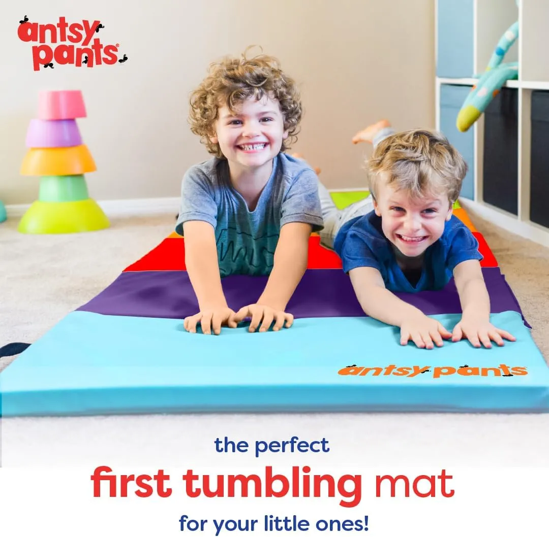 Tumbling Mat – Gymnastics Mat, Easy to Clean, Sturdy, Foldable Tumbling Mat for Kids, Padded, Portable, Carrying Handle, Gymnastics Equipment for Activity Play