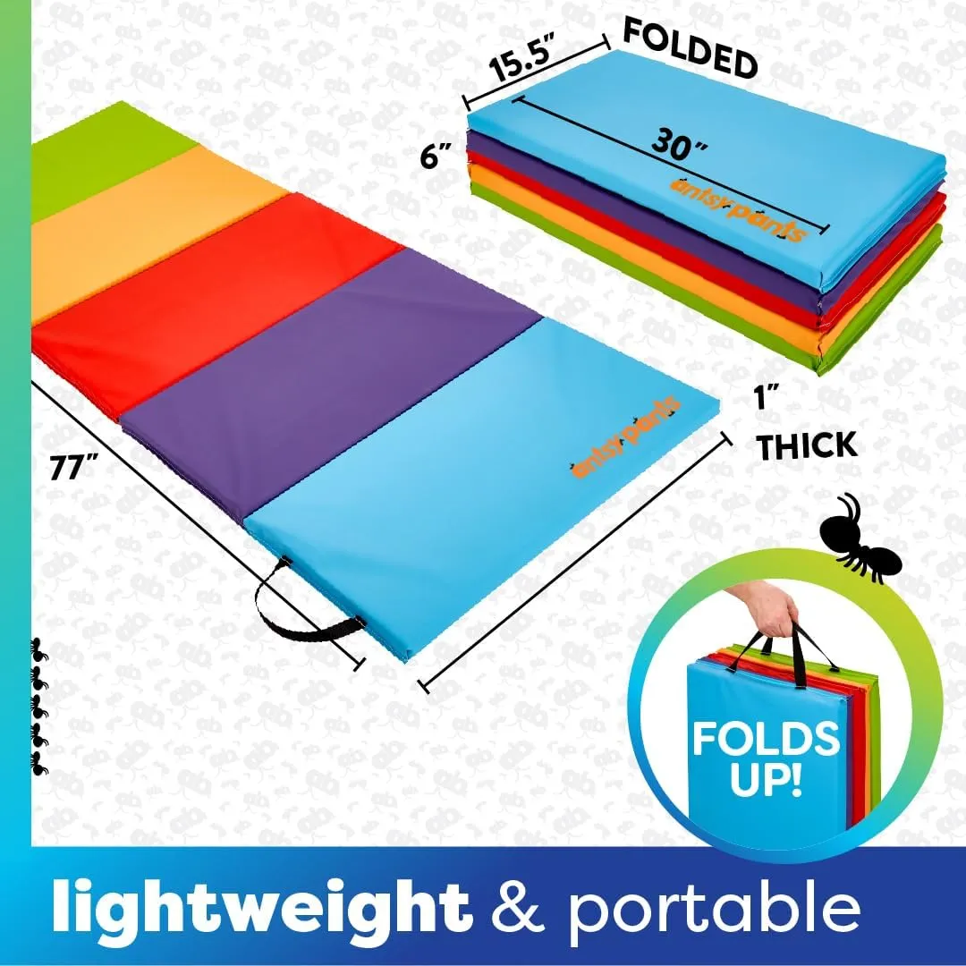 Tumbling Mat – Gymnastics Mat, Easy to Clean, Sturdy, Foldable Tumbling Mat for Kids, Padded, Portable, Carrying Handle, Gymnastics Equipment for Activity Play