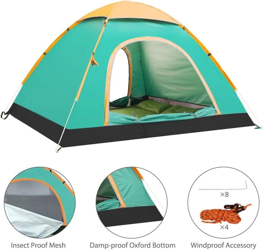 Ubon 2/3 Person Lightweight Instant Pop Up Indoor Outdoor Backyard Tent for Camping Backpacking