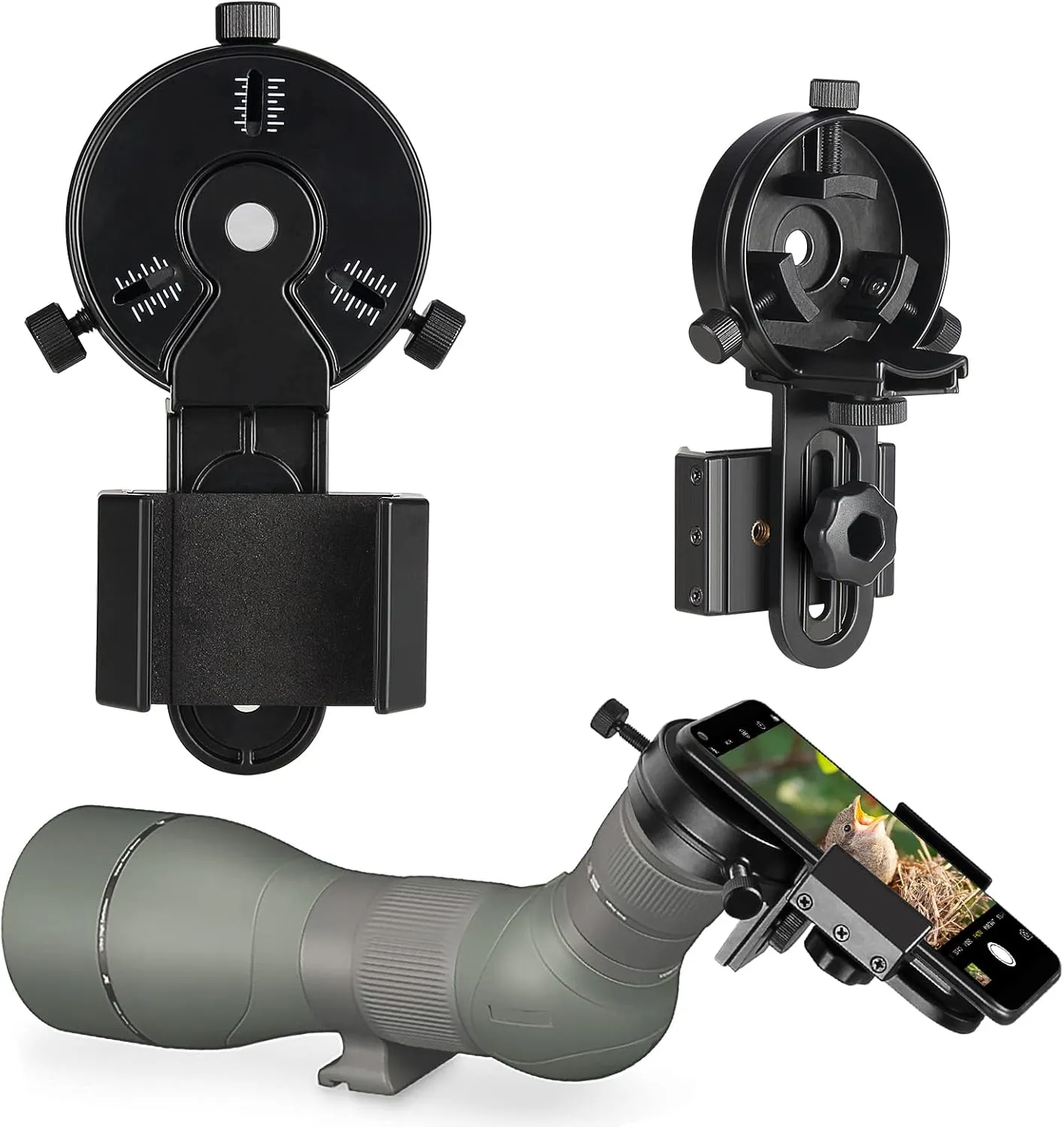 Upgrade Smartphone Scope Adapter Spotting Scope Phone Adapter - Telescope Phone Mount for Spotting Scopes & Binoculars & Monocular & Telescope & Microscope