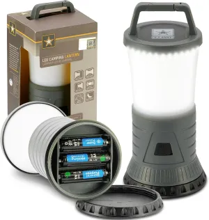 Us Army Led Lantern Battery Powered with Emergency Red Flasher - 1000 Lumens Camping Lantern with 4 Light Modes - Lightweight Lanterns for Power Outages (Battery Not Included), White/Green