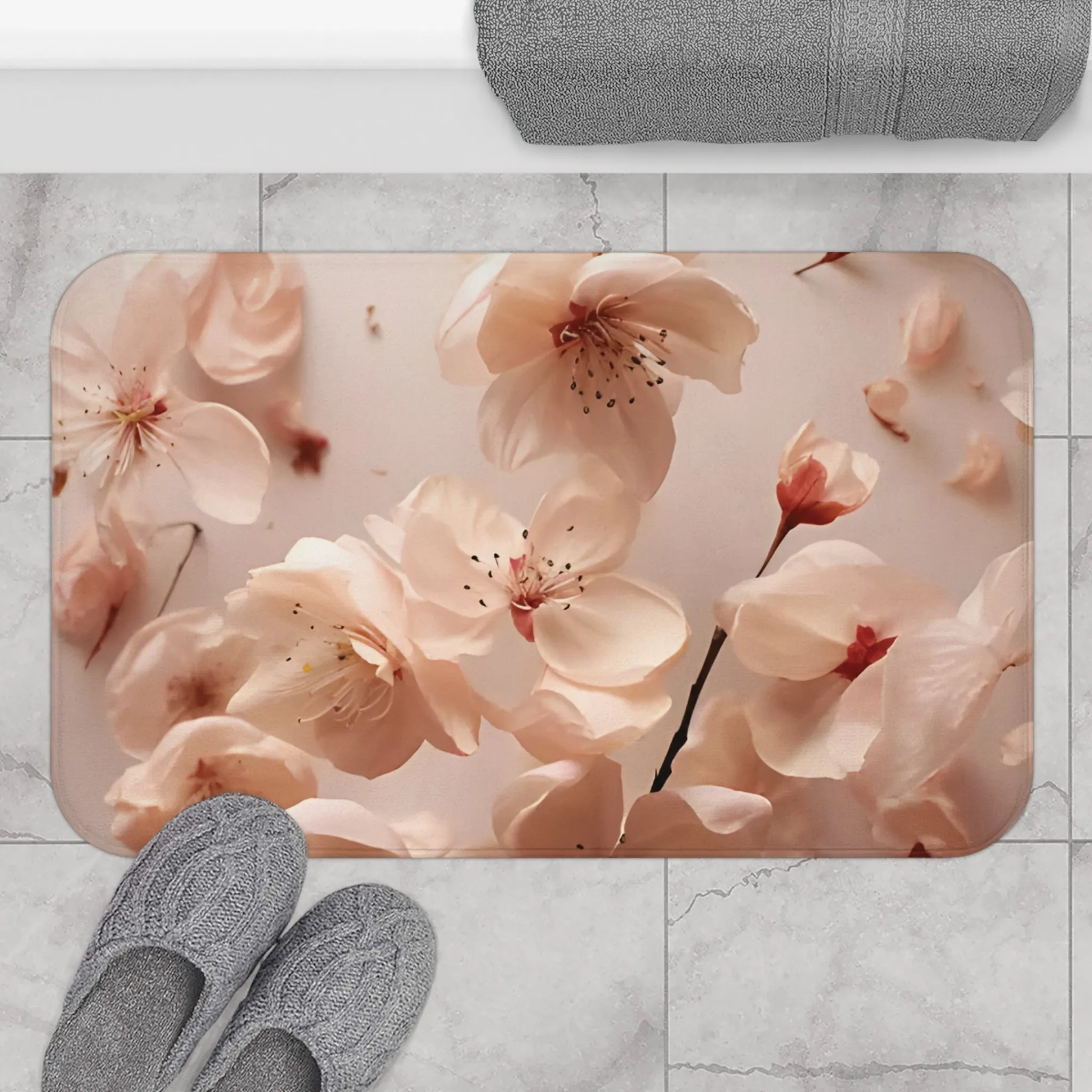 Very Cherry Blossom Petals Memory Foam Bath Mat
