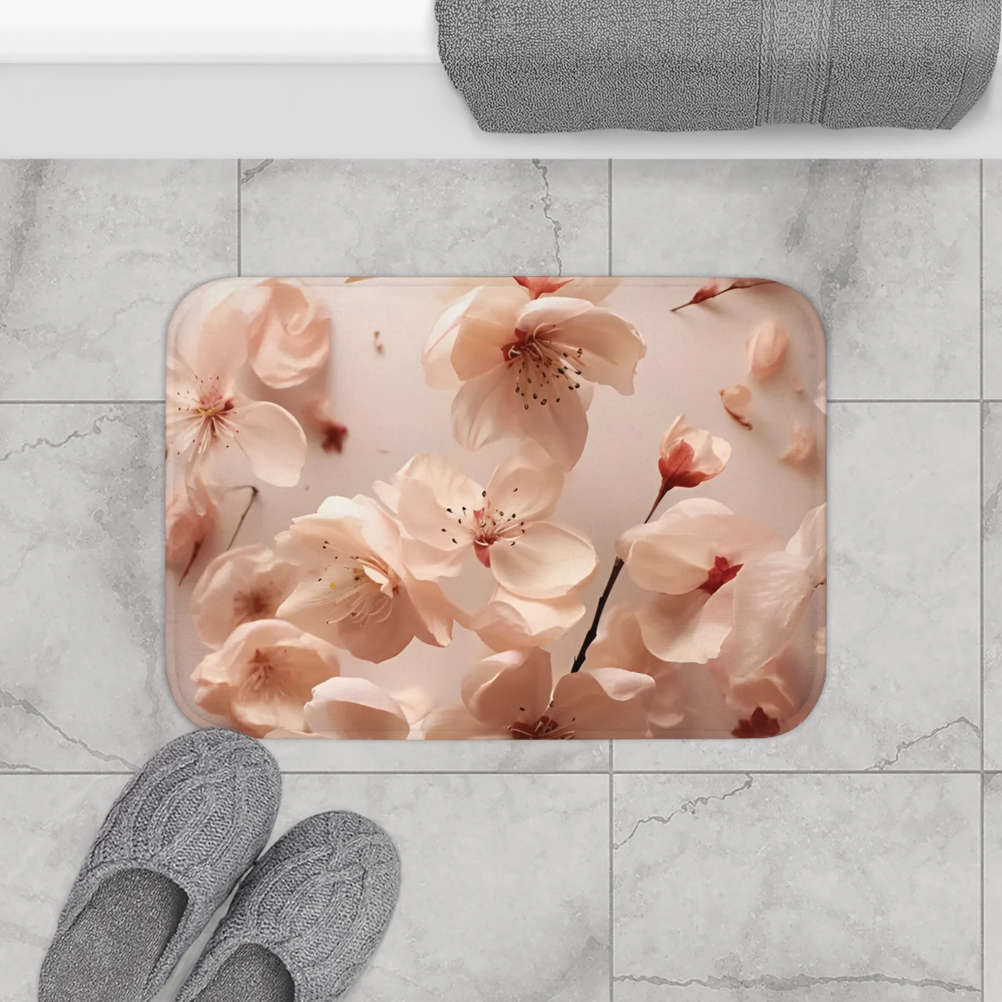 Very Cherry Blossom Petals Memory Foam Bath Mat