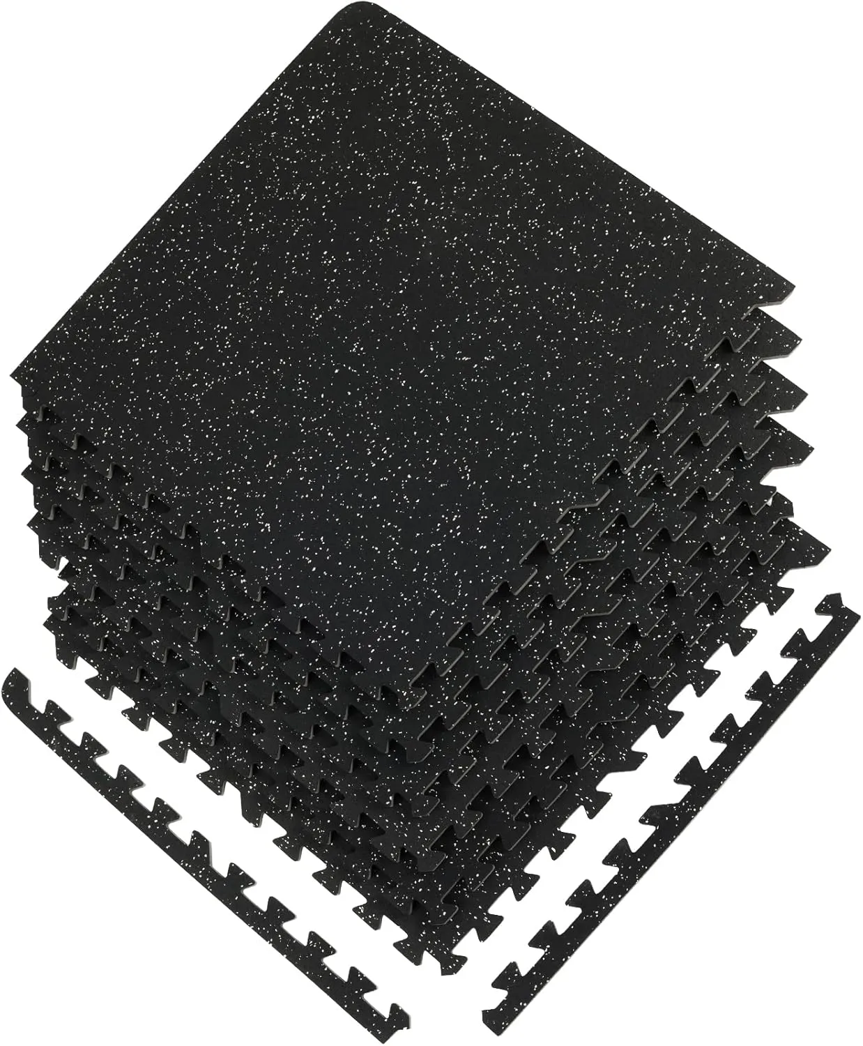 VEVOR 6PCS 0.56 inch Thick Gym Floor Mats, 24" x 24" EVA Foam & Rubber Top Interlocking Workout Floor Mats with 24 sq.ft Coverage, Waterproof Exercise Puzzle Flooring for Gym, Home, Garage, Basement