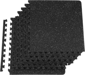VEVOR 6PCS 0.56 inch Thick Gym Floor Mats, 24" x 24" EVA Foam & Rubber Top Interlocking Workout Floor Mats with 24 sq.ft Coverage, Waterproof Exercise Puzzle Flooring for Gym, Home, Garage, Basement