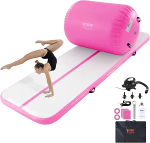 VEVOR Gymnastics Air Mat, Inflatable Track with Electric Pump, Training Mats for Home Use/Gym/Yoga/Cheerleading/Beach/Park/Water