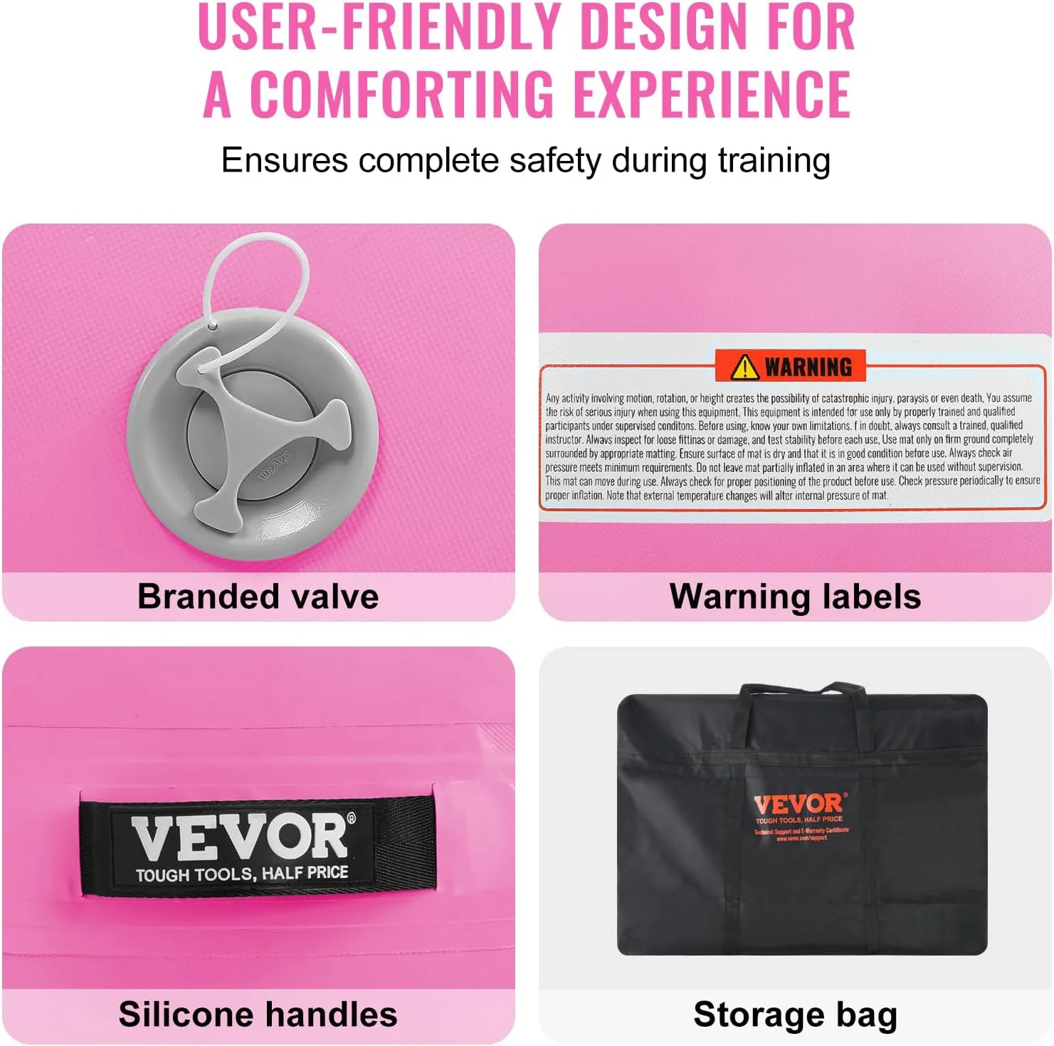 VEVOR Gymnastics Air Mat, Inflatable Track with Electric Pump, Training Mats for Home Use/Gym/Yoga/Cheerleading/Beach/Park/Water