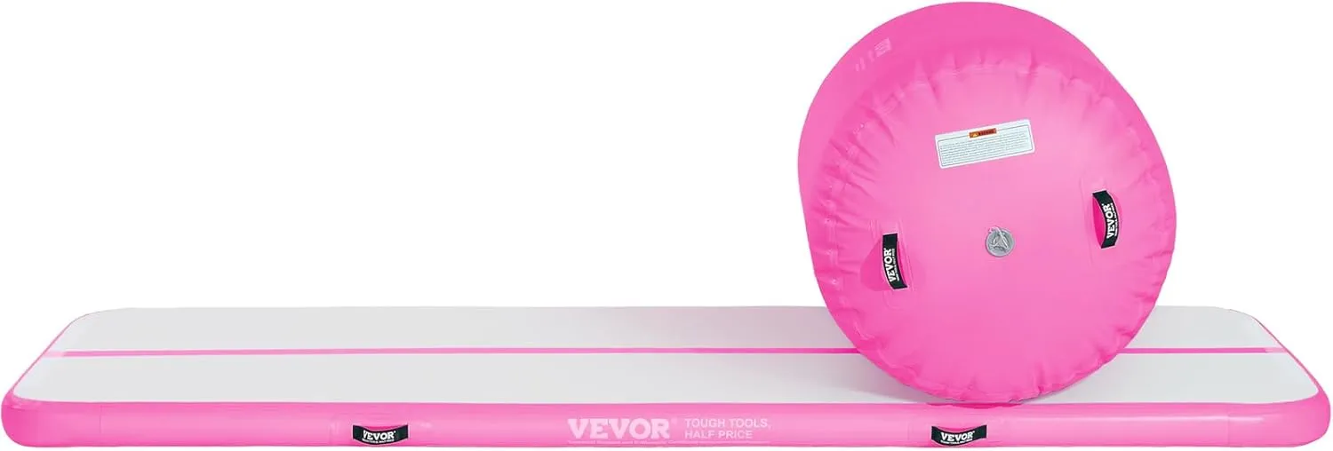 VEVOR Gymnastics Air Mat, Inflatable Track with Electric Pump, Training Mats for Home Use/Gym/Yoga/Cheerleading/Beach/Park/Water