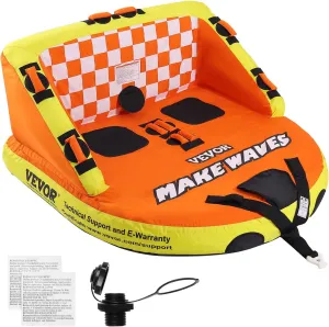 VEVOR Towable Tube for Boating, 1-4 Riders Inflatable Towable Tubes with Deck Seats and Backrest, 340/510/680 lbs Water Sport Tube,Full Nylon Cover, EVA Grab Handles and Speed Safety Valve