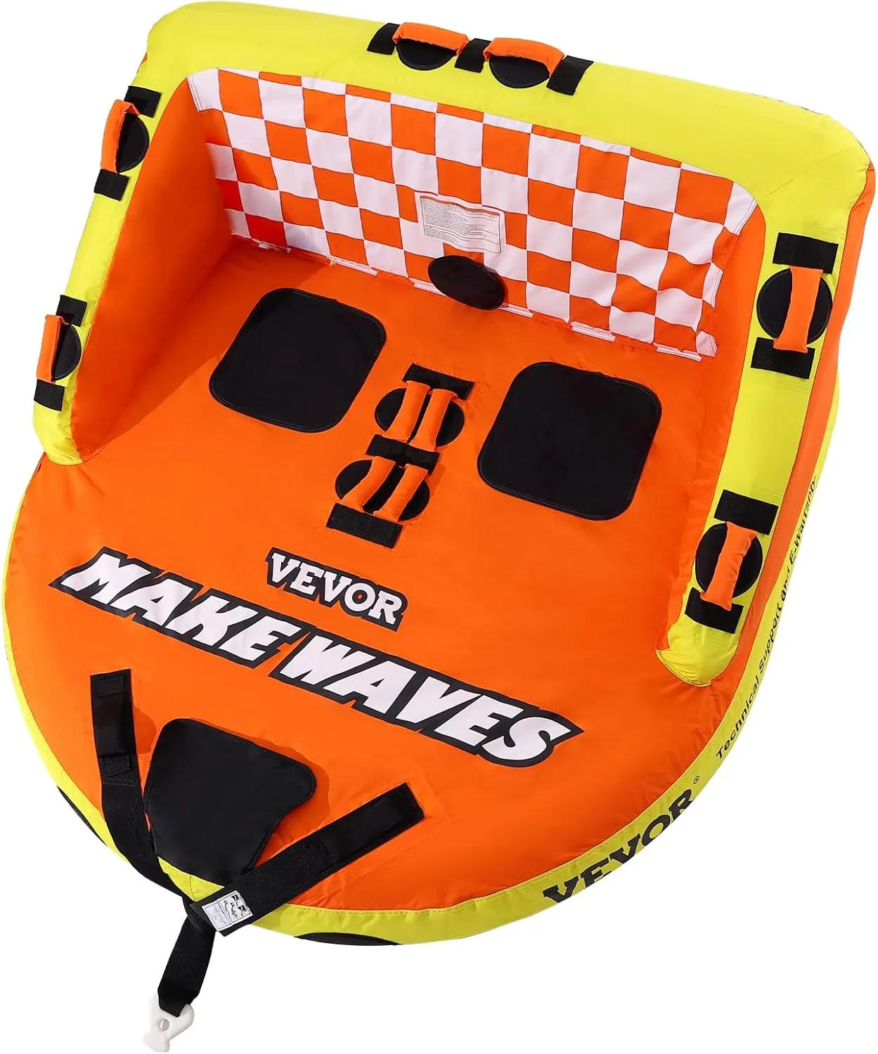 VEVOR Towable Tube for Boating, 1-4 Riders Inflatable Towable Tubes with Deck Seats and Backrest, 340/510/680 lbs Water Sport Tube,Full Nylon Cover, EVA Grab Handles and Speed Safety Valve
