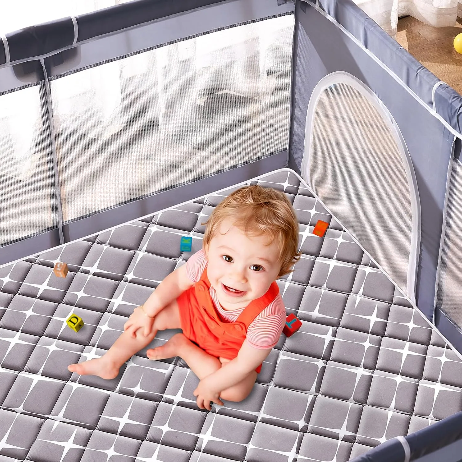 Vibe bear Baby Play Mat 79" X 71", Premium Thicker Foam One-Piece Crawling Mat, Extra Large Anti- Slip Crawling Mat Activity Playmats for Babies,Toddlers, Infants, Play & Tummy Time