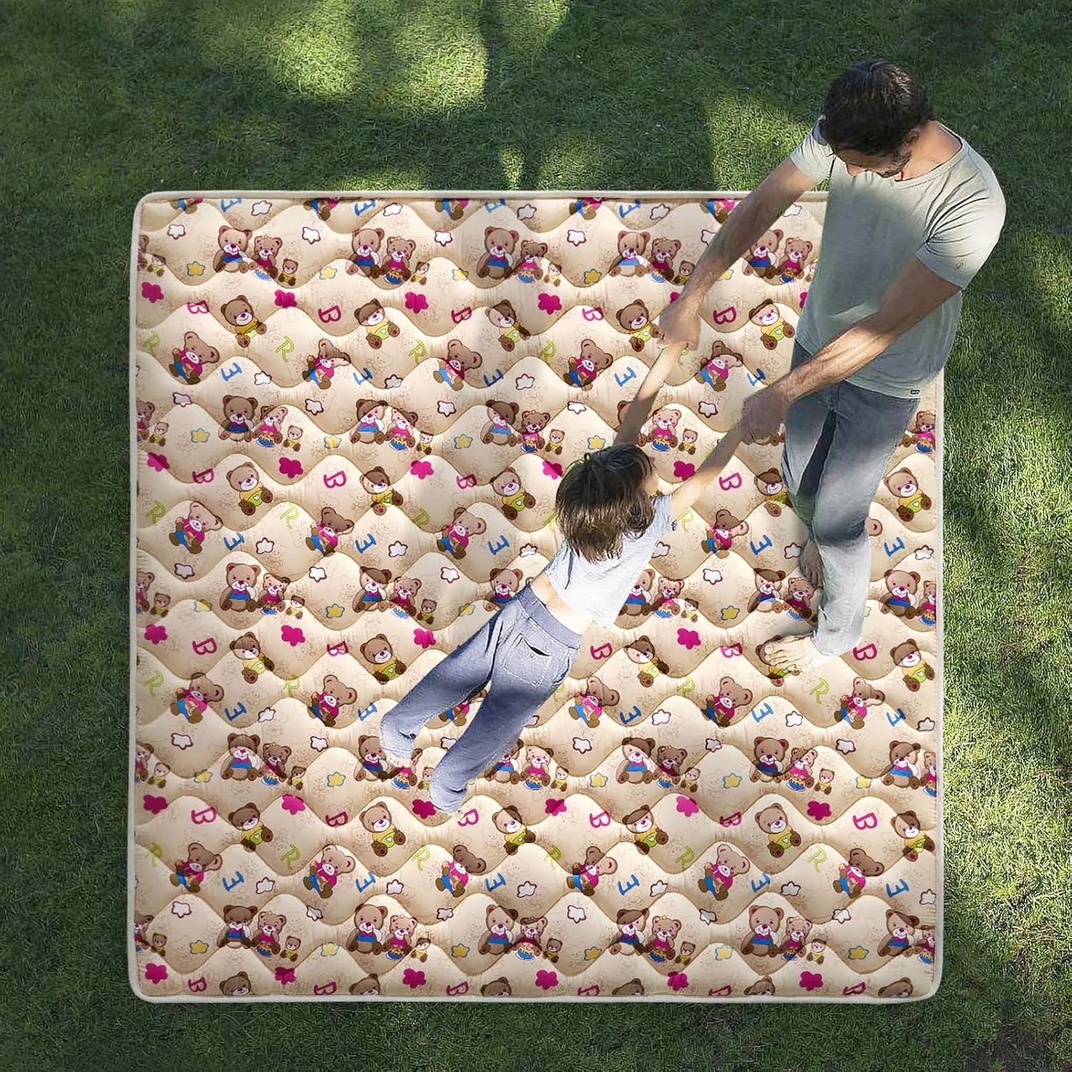 Vibe Bear High-Density Foam Baby Play Mat, 50x50 Inches Thicken One-Piece Comfortable and Soft Baby Playmat, Non Slip Washable Floor Mat for Infants, Toddlers