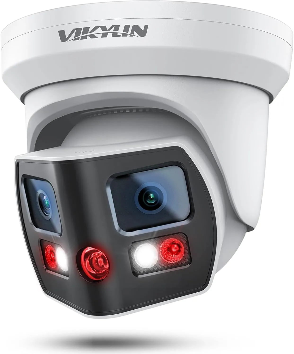 VIKYLIN 4K 8MP Dual Lens Poe IP Security Camera Outdoor with 180° Panoramic Wide Angle, Full Color/EXIR2.0 Night Vision,Human/Vehicle Detection,2-Way Talk, Micro SD(512G),IP67,Blue Iris,NDAA Compliant