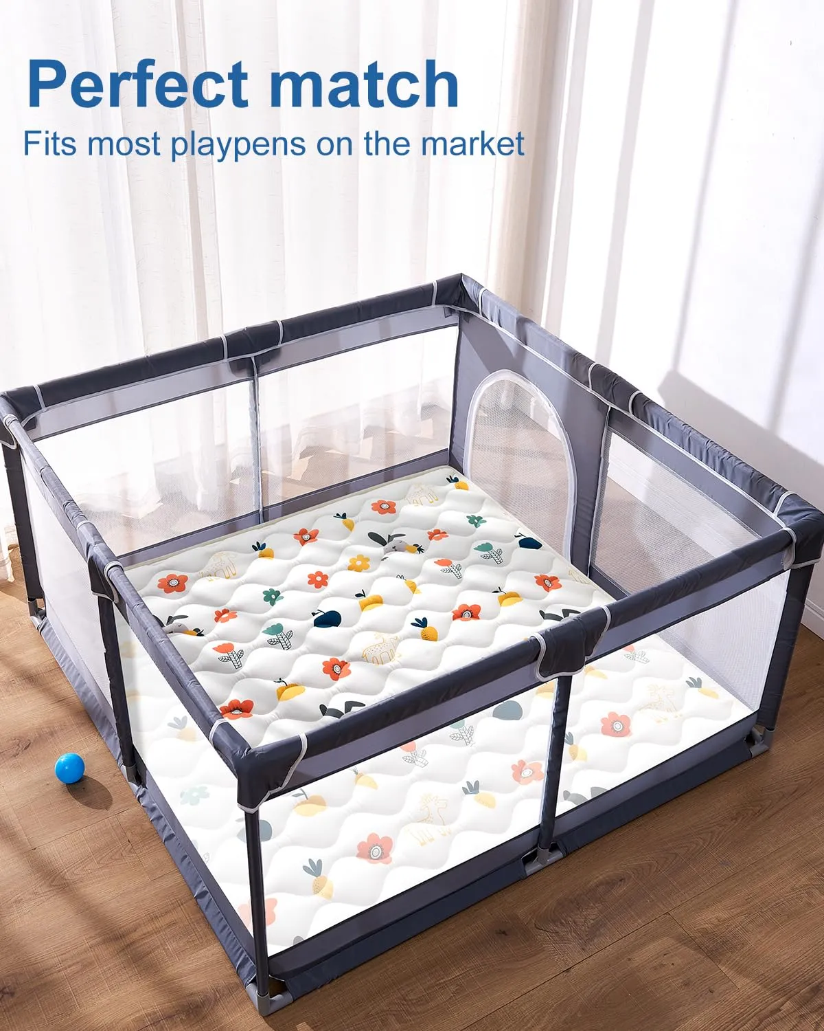 VIVIDVIBEBEARPAS Odorless Premium Foam Baby Play Mat, Soft Microfiber Fabric- Comfortable and Hypoallergenic, Non-Slip Cushioned Floor Playpen mat for Infants,Babies,Toddlers