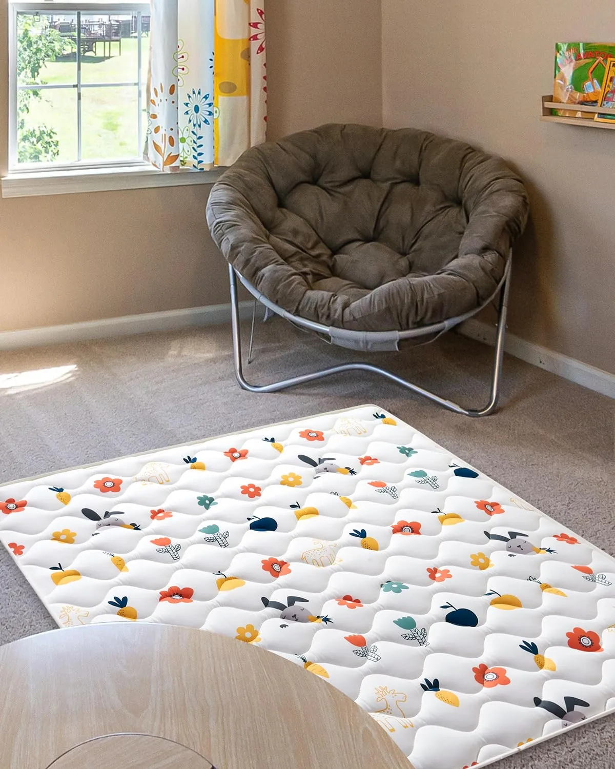 VIVIDVIBEBEARPAS Odorless Premium Foam Baby Play Mat, Soft Microfiber Fabric- Comfortable and Hypoallergenic, Non-Slip Cushioned Floor Playpen mat for Infants,Babies,Toddlers