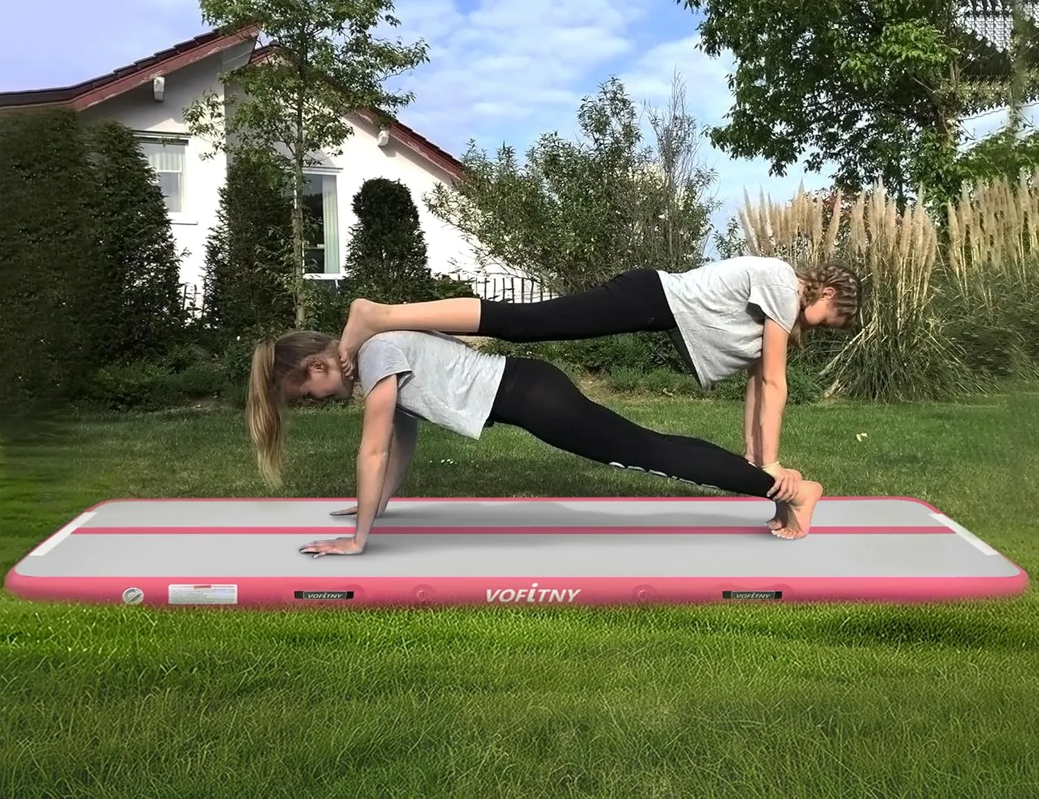 VOFiTNY All Purpose Gymnastics Mat 6.6/10/13/16/20 ft Sturdy Inflatable Tumble Track for Home/Gym