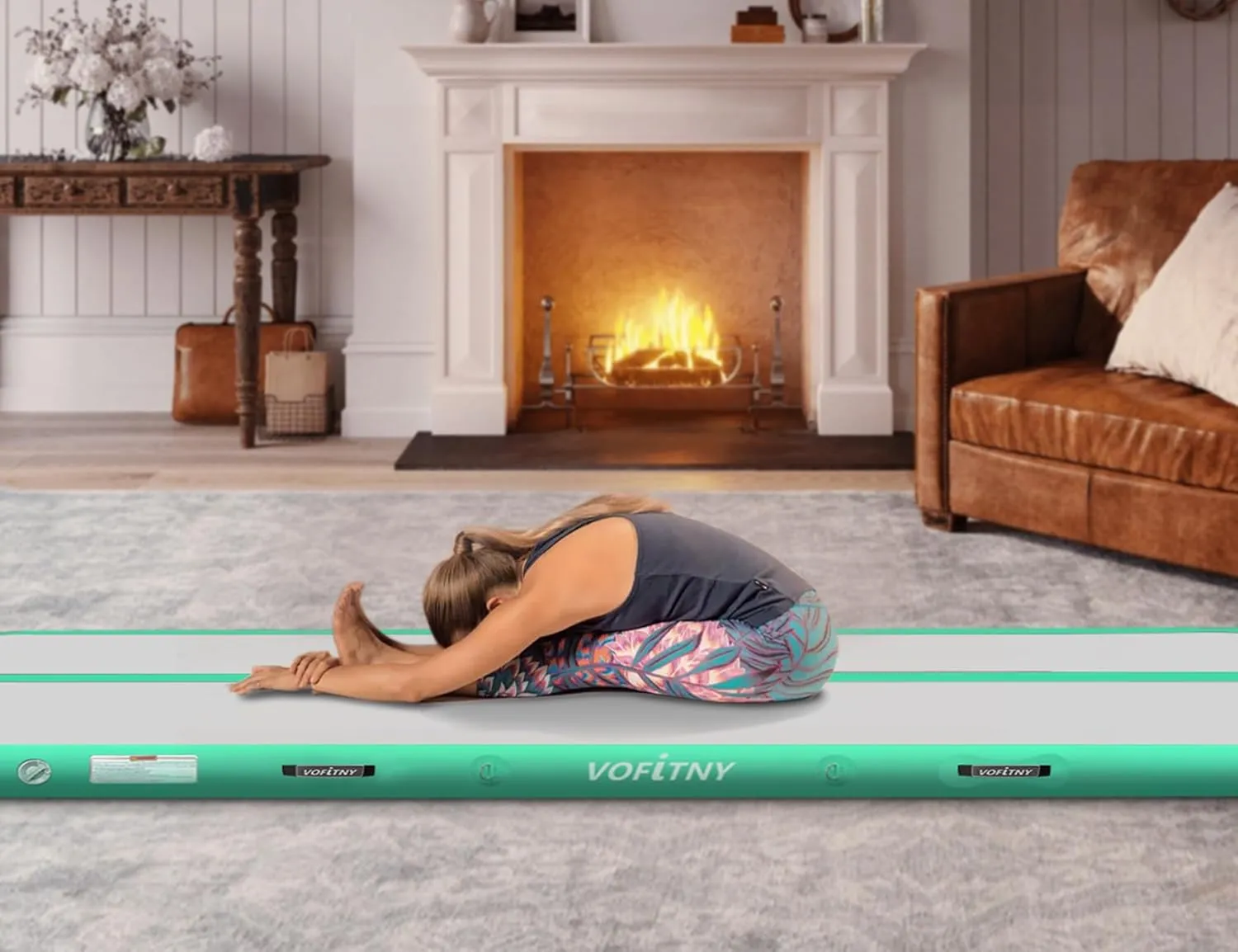 VOFiTNY All Purpose Gymnastics Mat 6.6/10/13/16/20 ft Sturdy Inflatable Tumble Track for Home/Gym