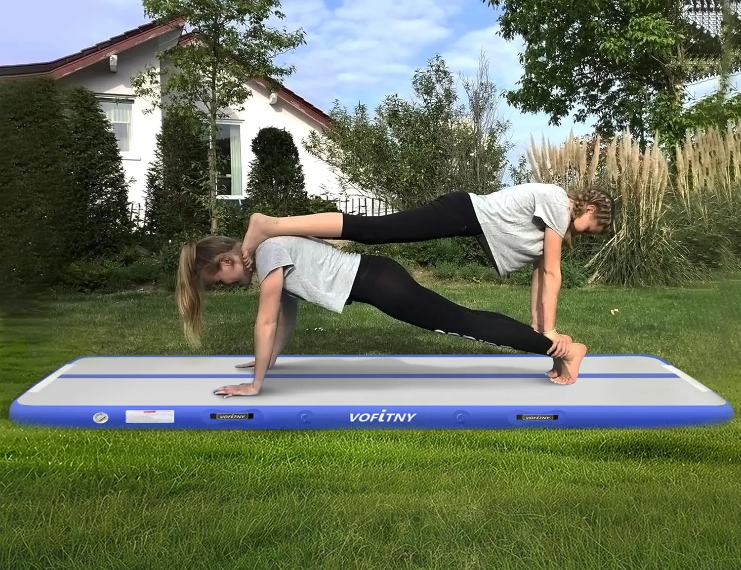 VOFiTNY All Purpose Gymnastics Mat 6.6/10/13/16/20 ft Sturdy Inflatable Tumble Track for Home/Gym