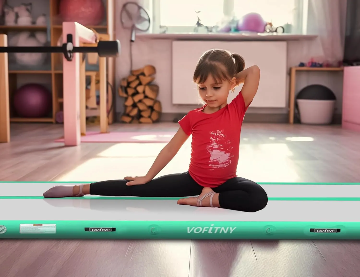VOFiTNY All Purpose Gymnastics Mat 6.6/10/13/16/20 ft Sturdy Inflatable Tumble Track for Home/Gym