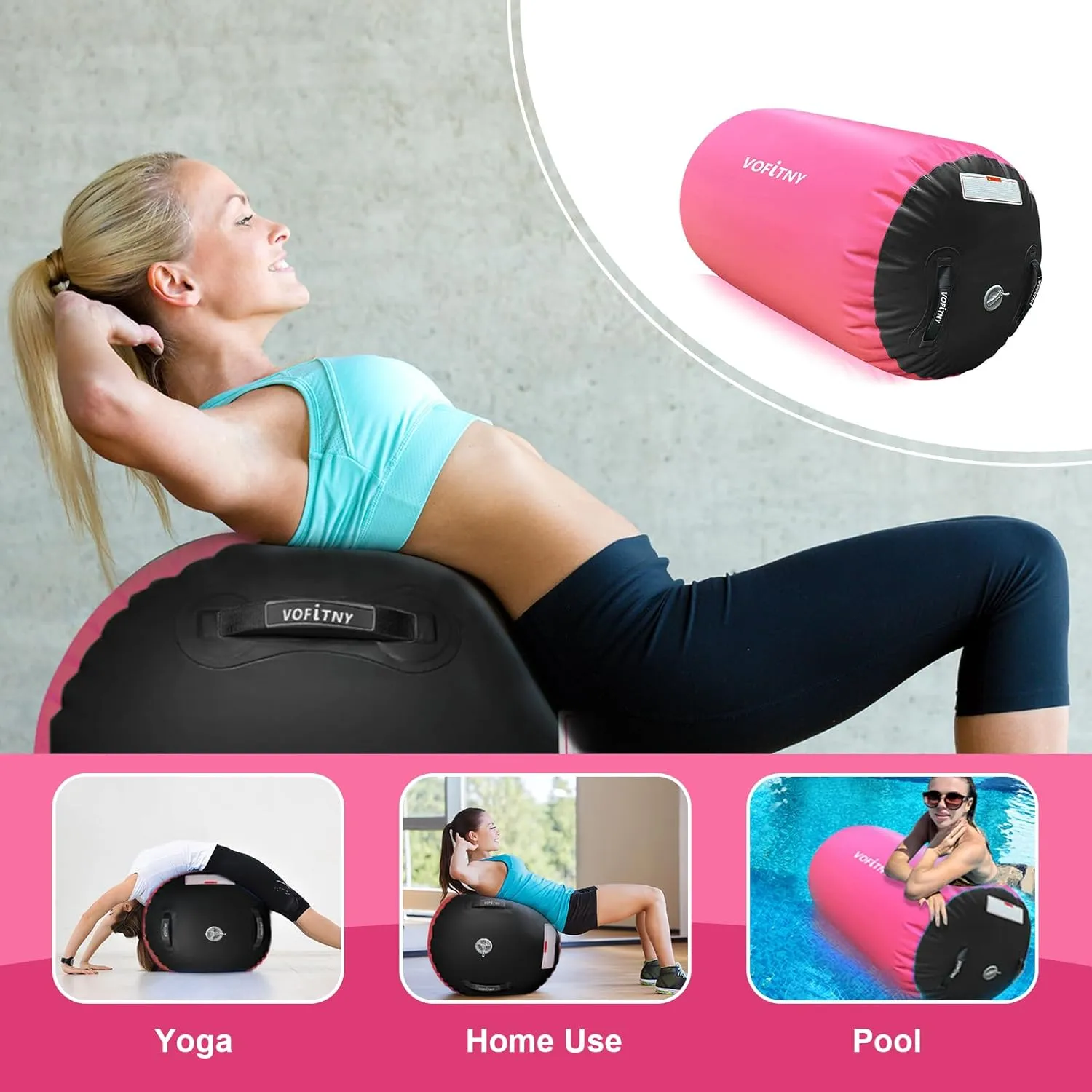 VOFiTNY Gymnastics Air Barrel Air Roller, Tumbling Trainer Octagon Mat Roller Back-bend for Home/Gym, Do Not Include Pump