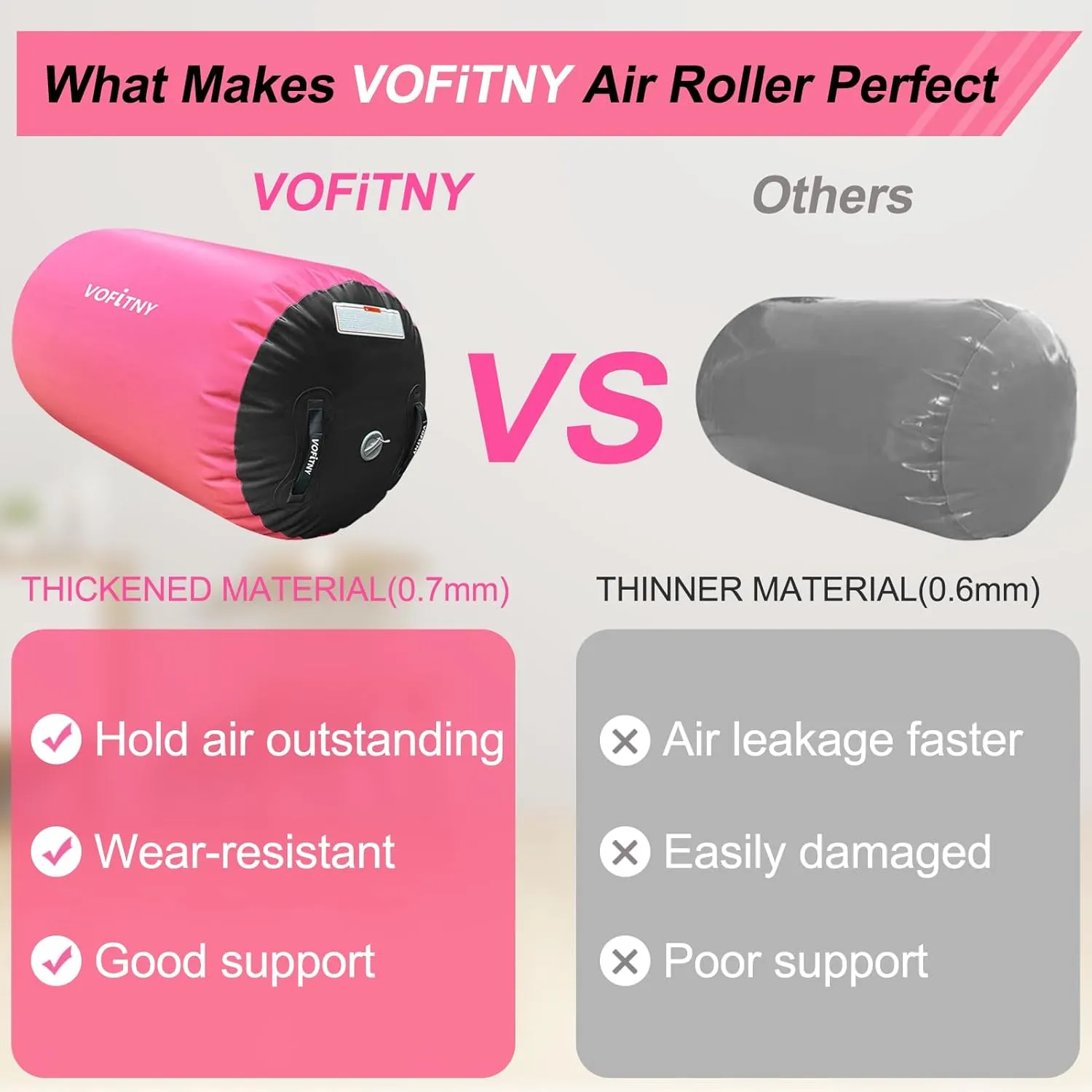 VOFiTNY Gymnastics Air Barrel Air Roller, Tumbling Trainer Octagon Mat Roller Back-bend for Home/Gym, Do Not Include Pump