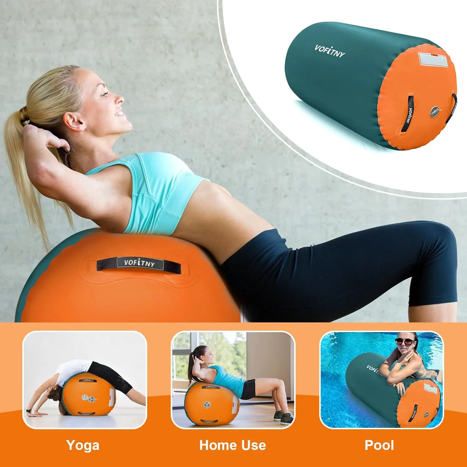 VOFiTNY Gymnastics Air Barrel Air Roller, Tumbling Trainer Octagon Mat Roller Back-bend for Home/Gym, Do Not Include Pump
