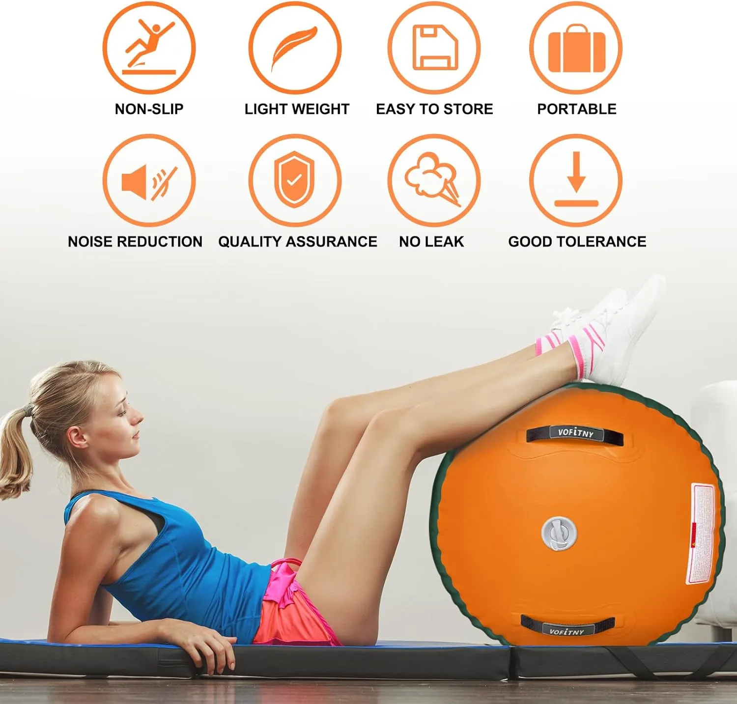 VOFiTNY Gymnastics Air Barrel Air Roller, Tumbling Trainer Octagon Mat Roller Back-bend for Home/Gym, Do Not Include Pump