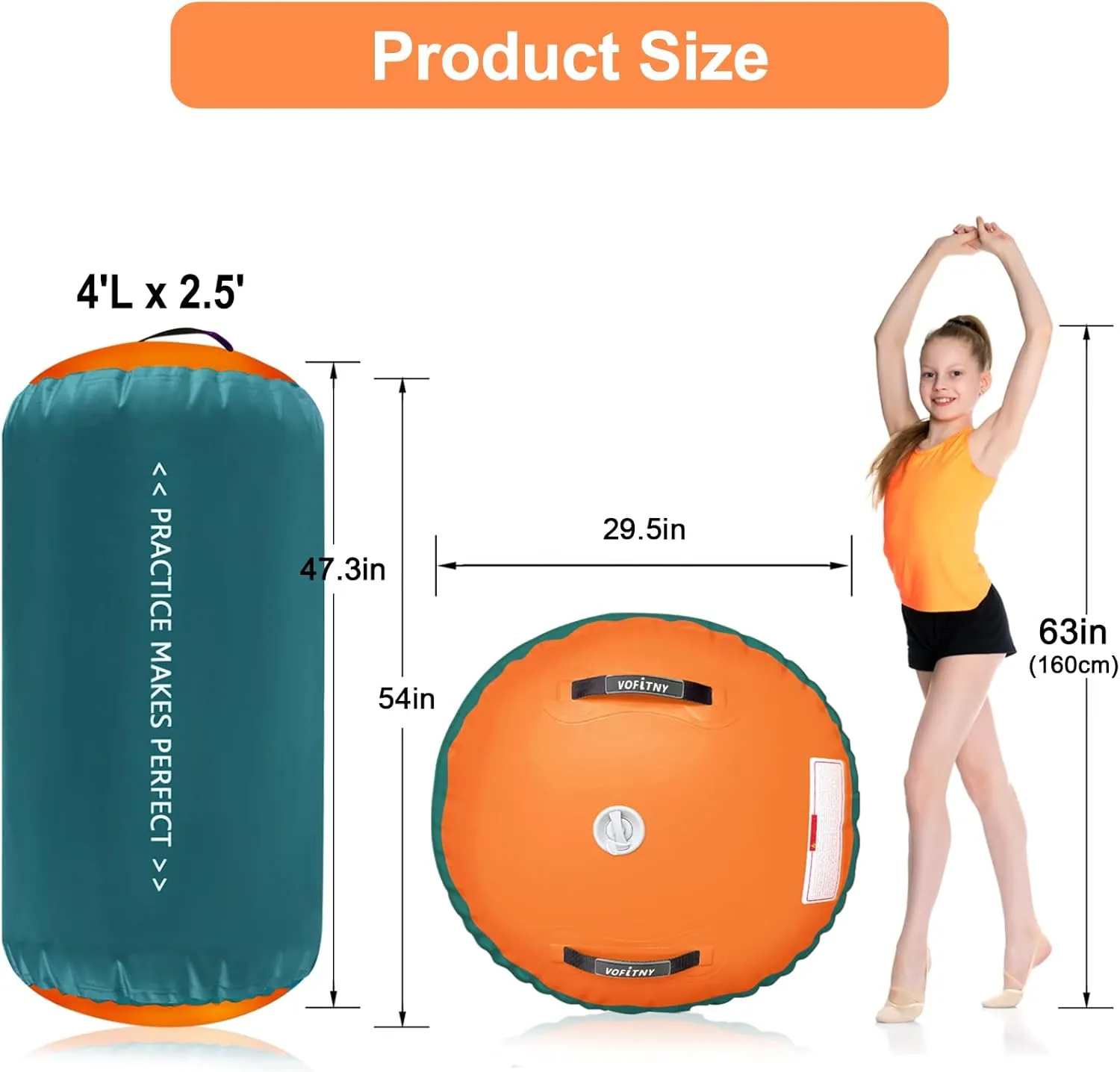 VOFiTNY Gymnastics Air Barrel Air Roller, Tumbling Trainer Octagon Mat Roller Back-bend for Home/Gym, Do Not Include Pump