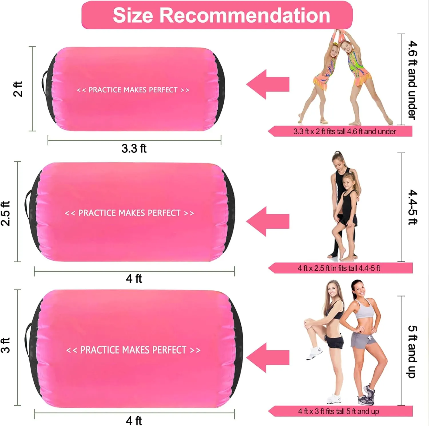 VOFiTNY Gymnastics Air Barrel Air Roller, Tumbling Trainer Octagon Mat Roller Back-bend for Home/Gym, Do Not Include Pump