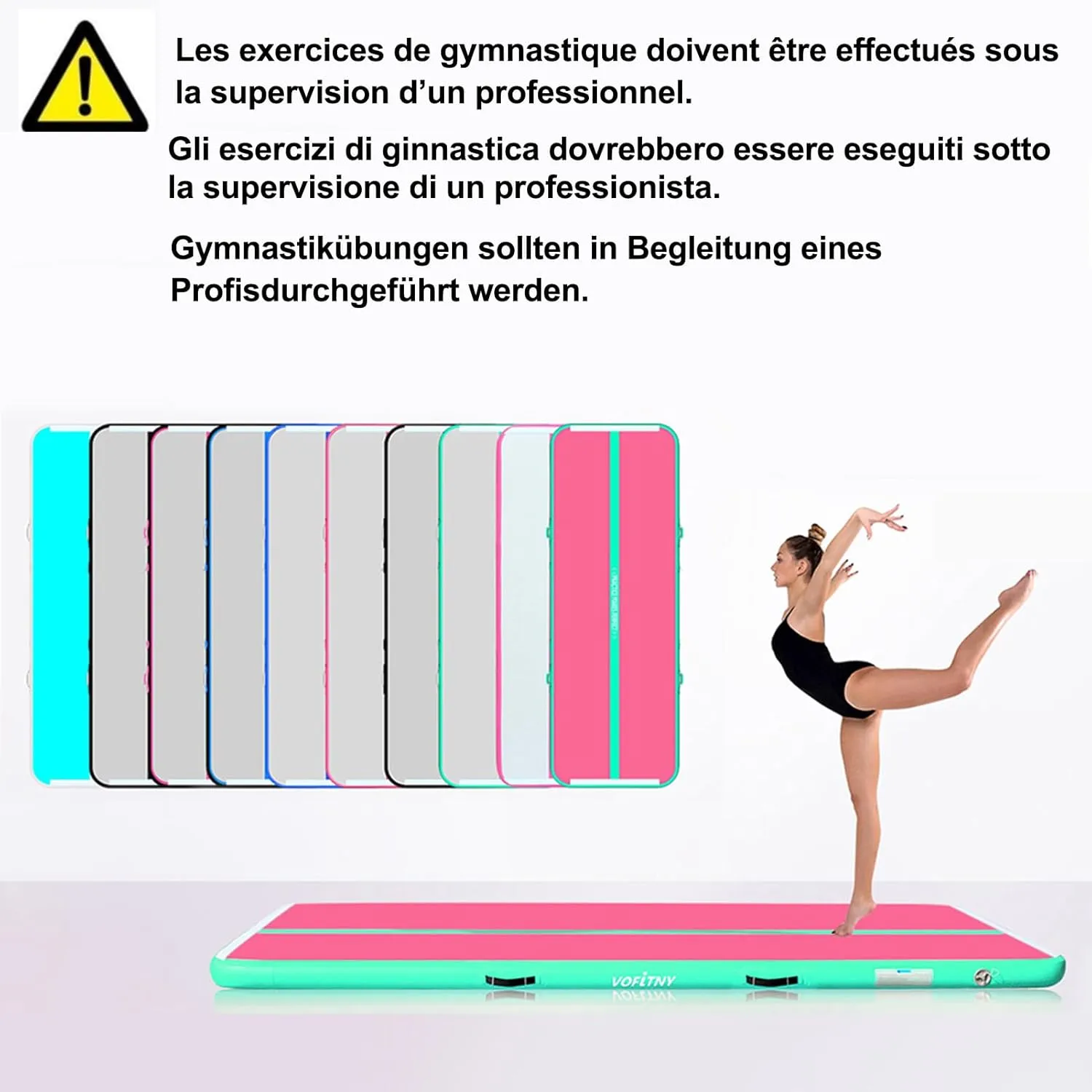 VOFiTNY Inflatable Gymnastics Air mat Tumbling Track with Air Barrel Octagon Mat with Pump for Home/Gym