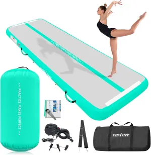 VOFiTNY Inflatable Gymnastics Air mat Tumbling Track with Air Barrel Octagon Mat with Pump for Home/Gym