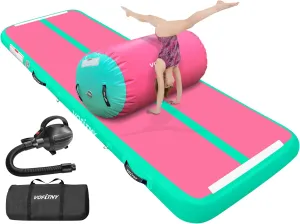 VOFiTNY Inflatable Gymnastics Air mat Tumbling Track with Air Barrel Octagon Mat with Pump for Home/Gym
